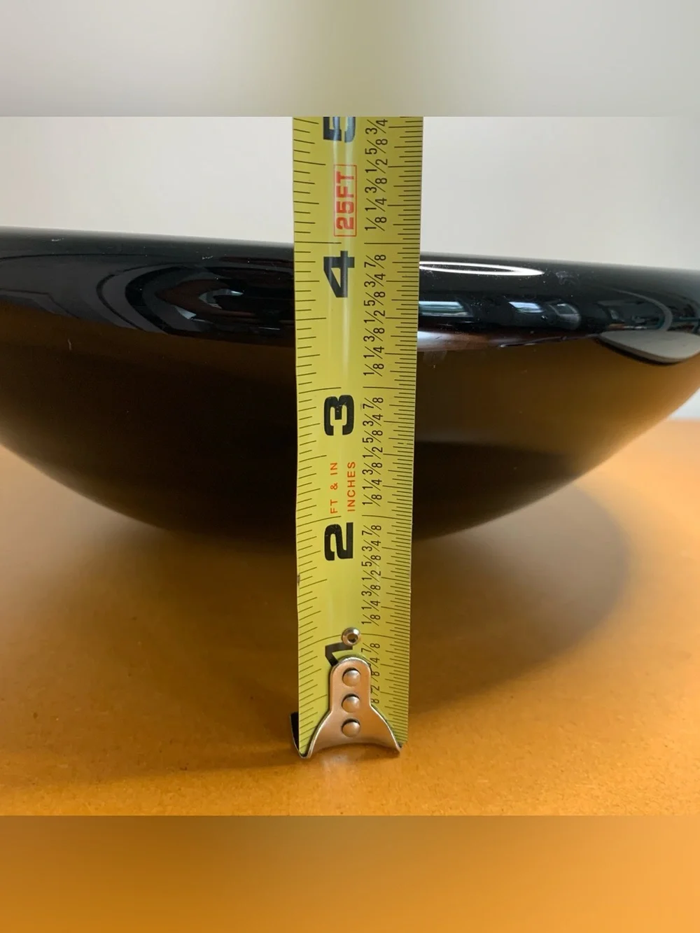 Handmade hand blown black glass large bowl